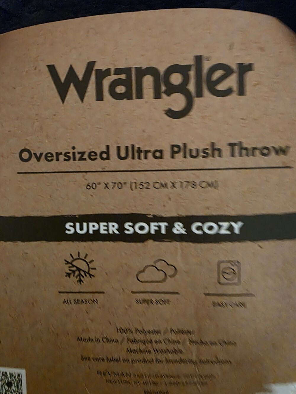 Wrangler Plush Throw Blanket - Navy